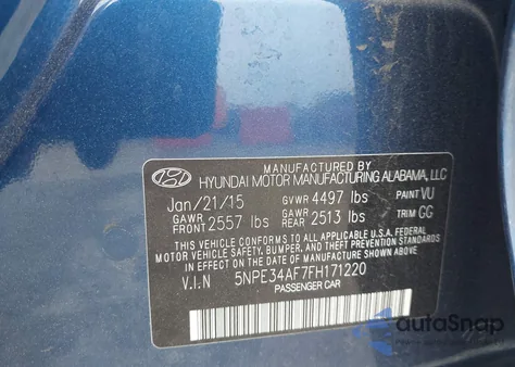 2015 Hyundai Sonata Sport из США, поврежденный, VIN 5NPE34AF7FH171220